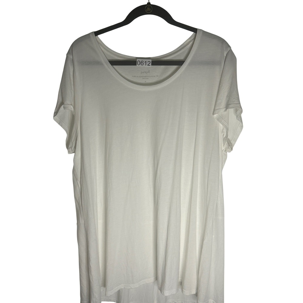Pure Jill J. Jill White Scoop Neck Elliptical Tee Short Sleeve Tunic Top XL